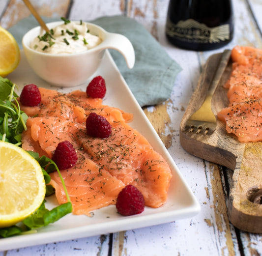 Saumon mariné au Vinaigre de Vin à la framboise