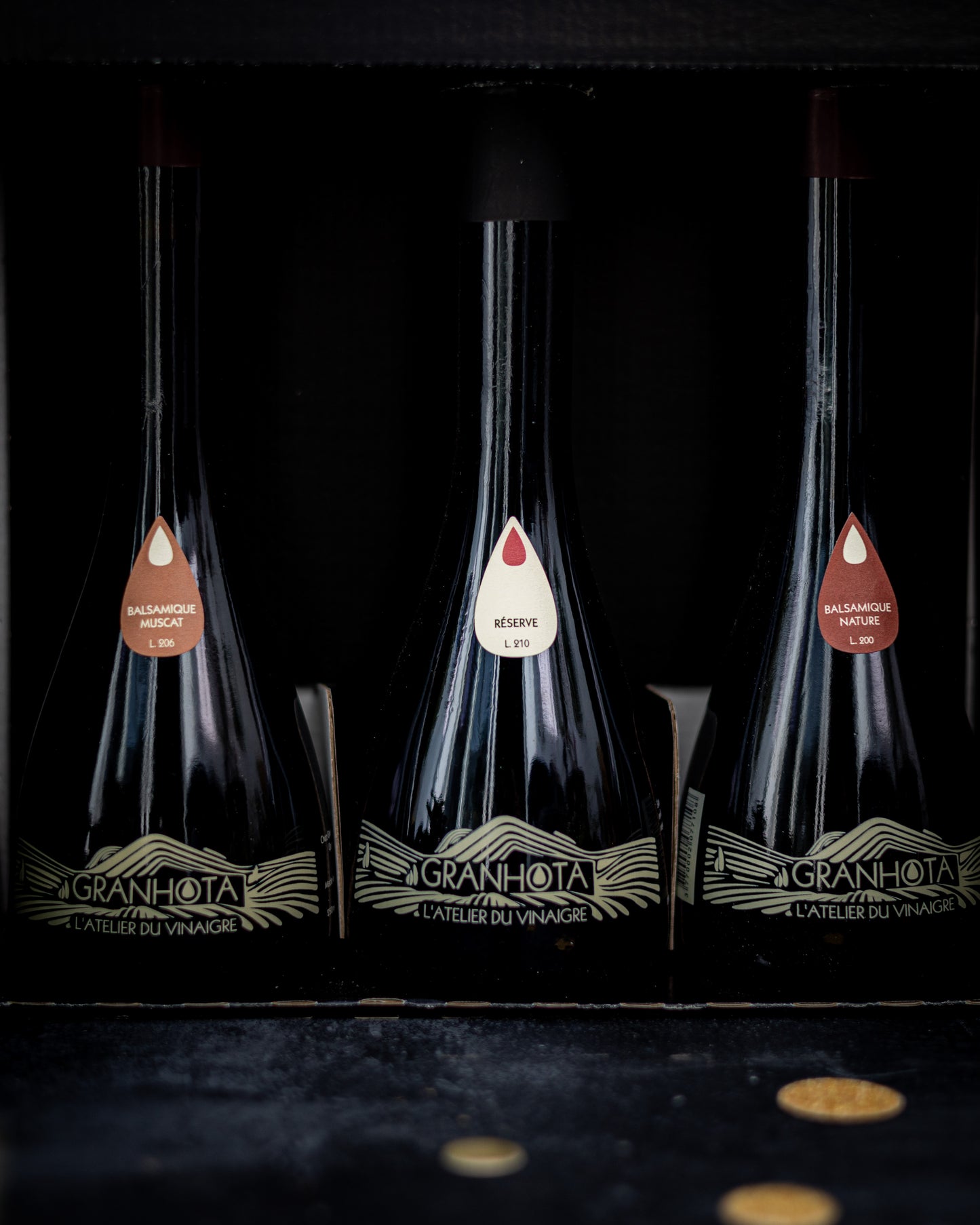 Vinaigre et duo de vinaigre balsamiques
